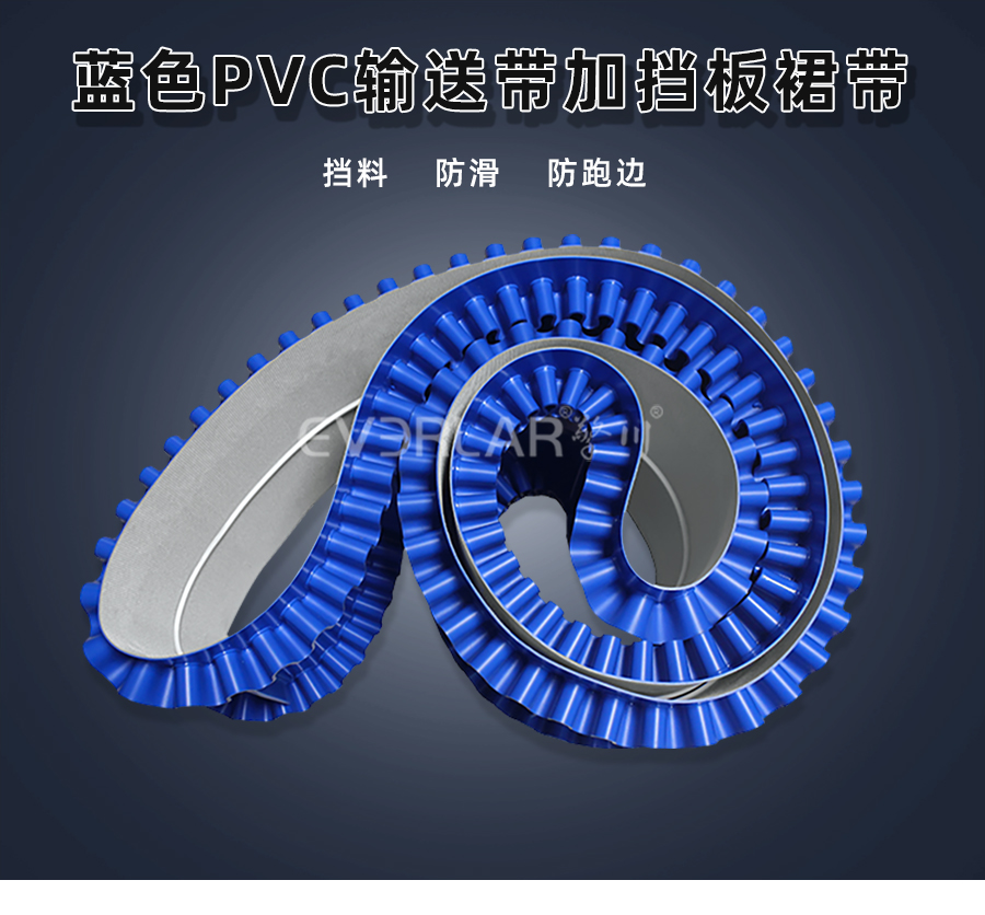藍(lán)色PVC<a href='http://www.dsjvvrk.cn/shusongdai/' target='_blank'><u>輸送帶</u></a>加擋板裙帶詳情01