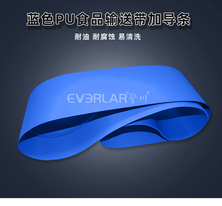 藍(lán)色PU食品<a href='http://www.dsjvvrk.cn/shusongdai/' target='_blank'><u>輸送帶</u></a>加導(dǎo)條詳情01