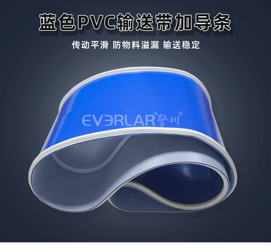 藍(lán)色PVC<a href='http://www.dsjvvrk.cn/shusongdai/' target='_blank'><u>輸送帶</u></a>加導(dǎo)條<a href='http://www.dsjvvrk.cn/shusongdai/' target='_blank'><u>輸送帶</u></a>詳情01