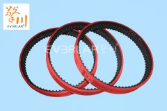 紅色拉膜同步帶,打孔開(kāi)槽同步帶,貼標(biāo)機(jī)糊盒機(jī)皮帶加工定制