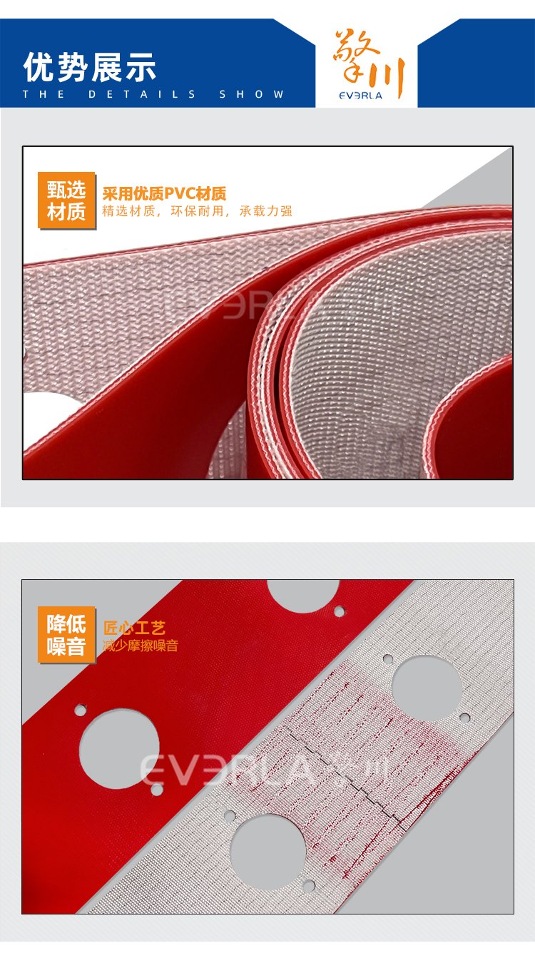 紅色PVC輸送帶加打孔
