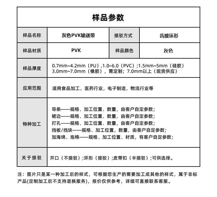 灰色PVK輸送帶